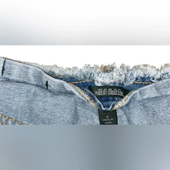 100% cotton lace-up light wash denim shorty-shorts size women’s 6 by wild fable - Picture 9 of 10